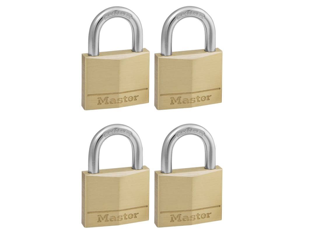 Master Lock Solid Brass 40mm Padlock 4-Pin - Keyed Alike x 4 140EURQNOP