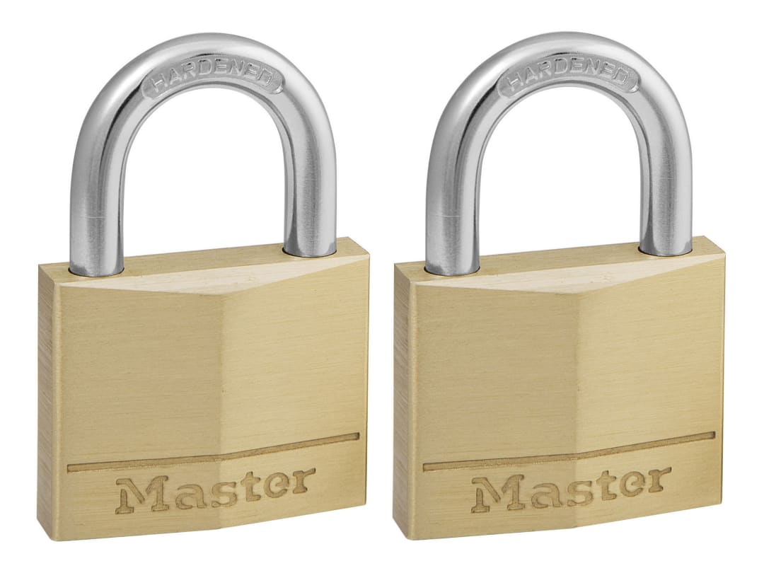 Master Lock Solid Brass 40mm Padlock 4-Pin - Keyed Alike x 2 140EURT
