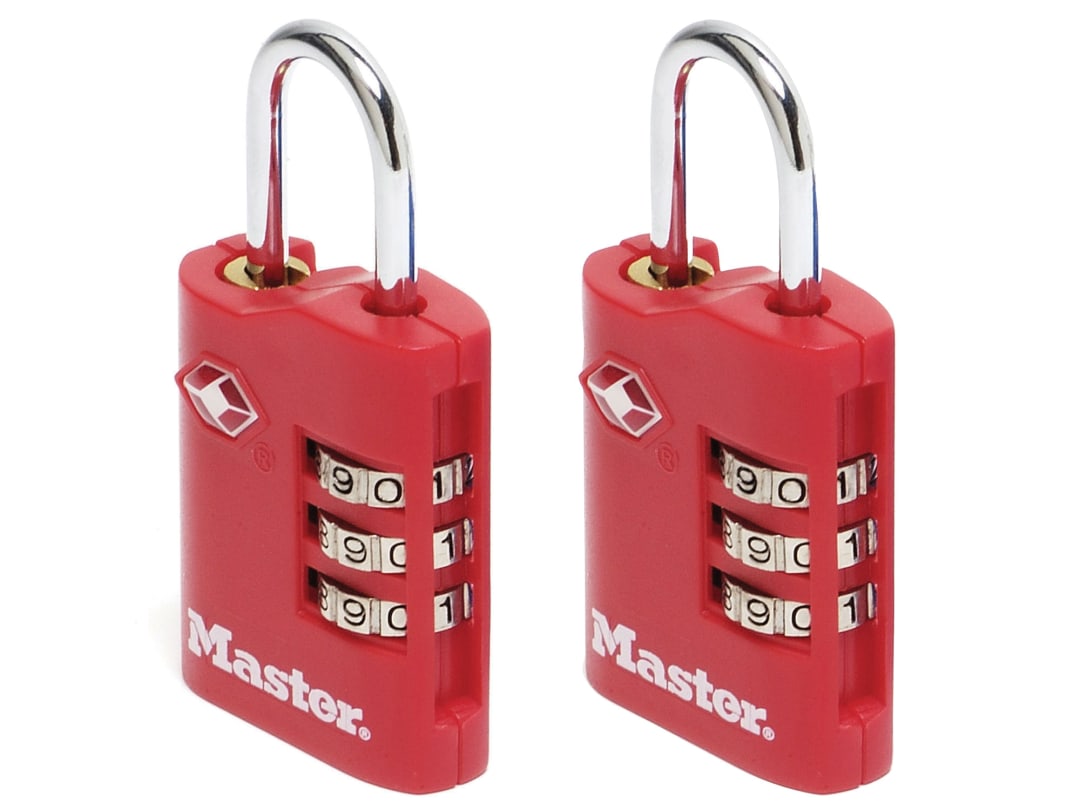 Master Lock TSA 3-Digit Combination Zinc 30mm Padlock x 2 4686EURT
