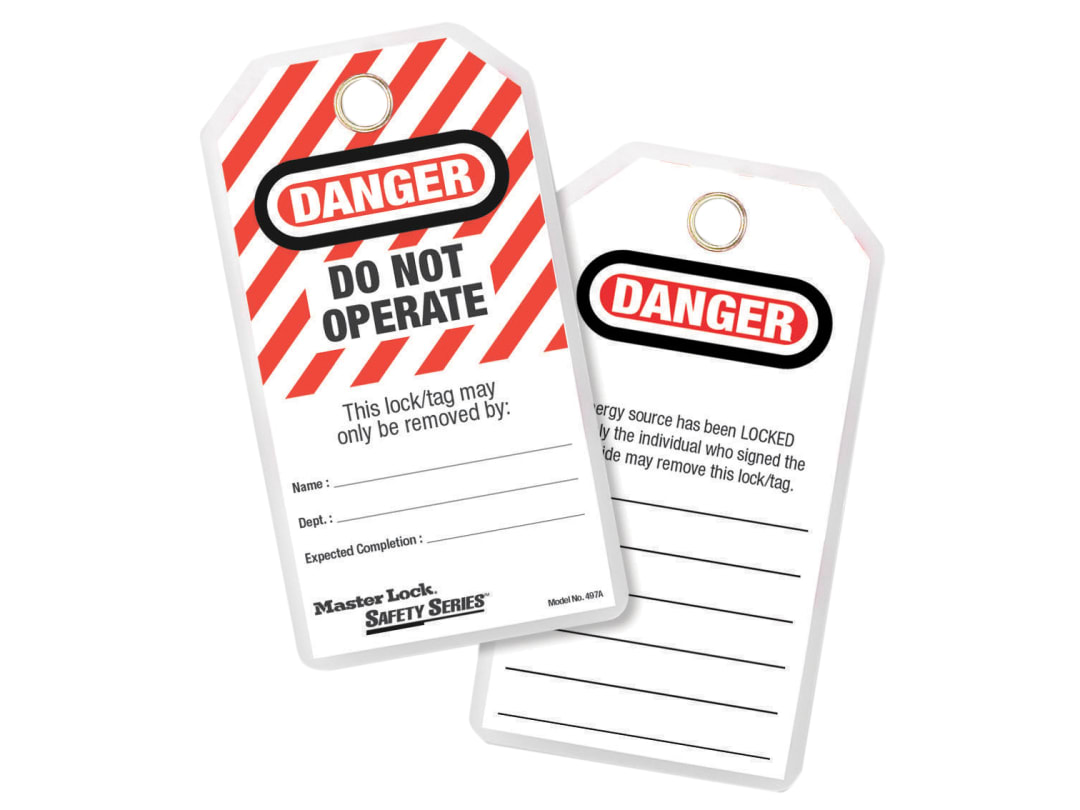 Master Lock No. 497A Heavy-Duty Safety Tags (12) - DANGER DO NOT OPERATE 497A