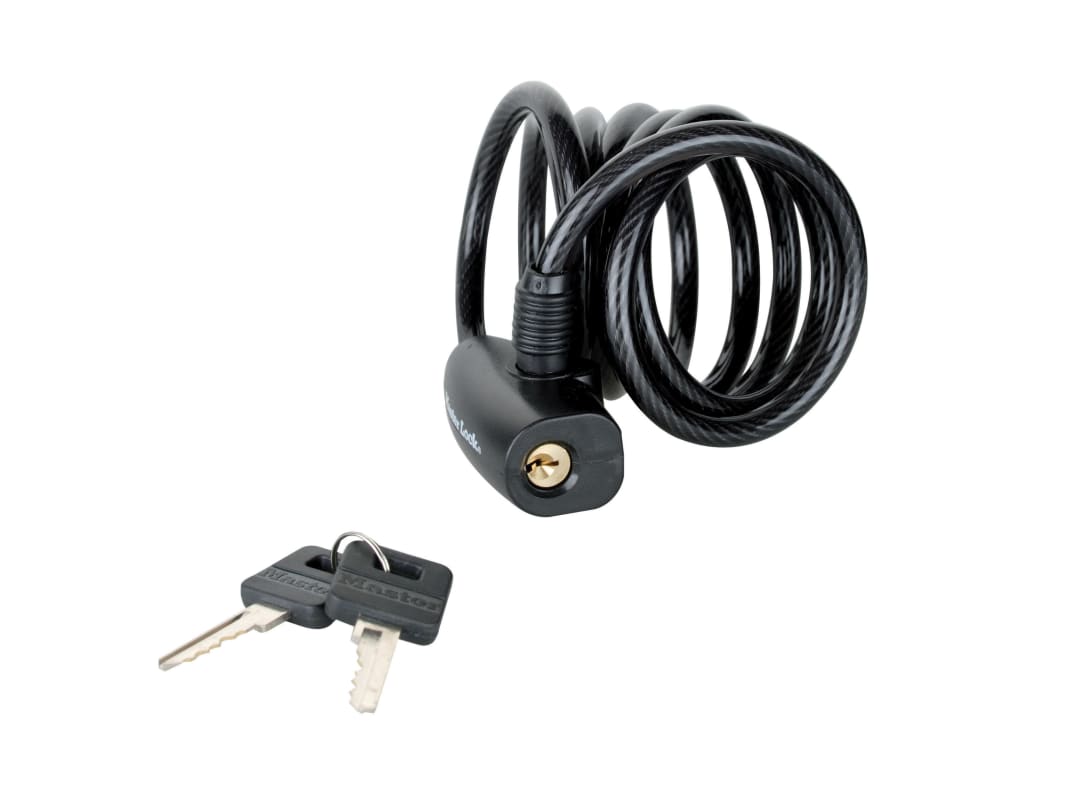 Master Lock Black Self Coiling Keyed Cable 1.8m x 8mm 8126EURDPRO