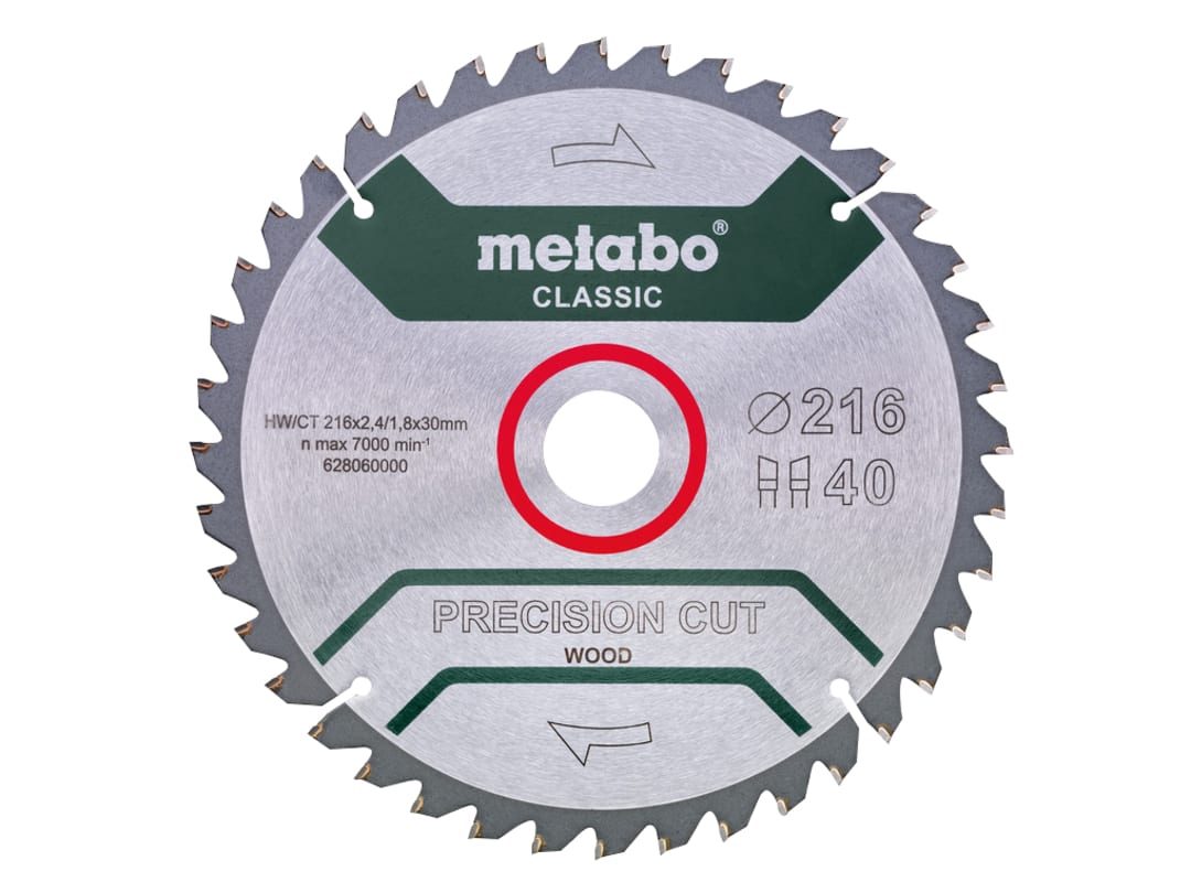 Metabo Precision Cut Wood Circular Saw Blade 216 x 30mm x 40T 628060000
