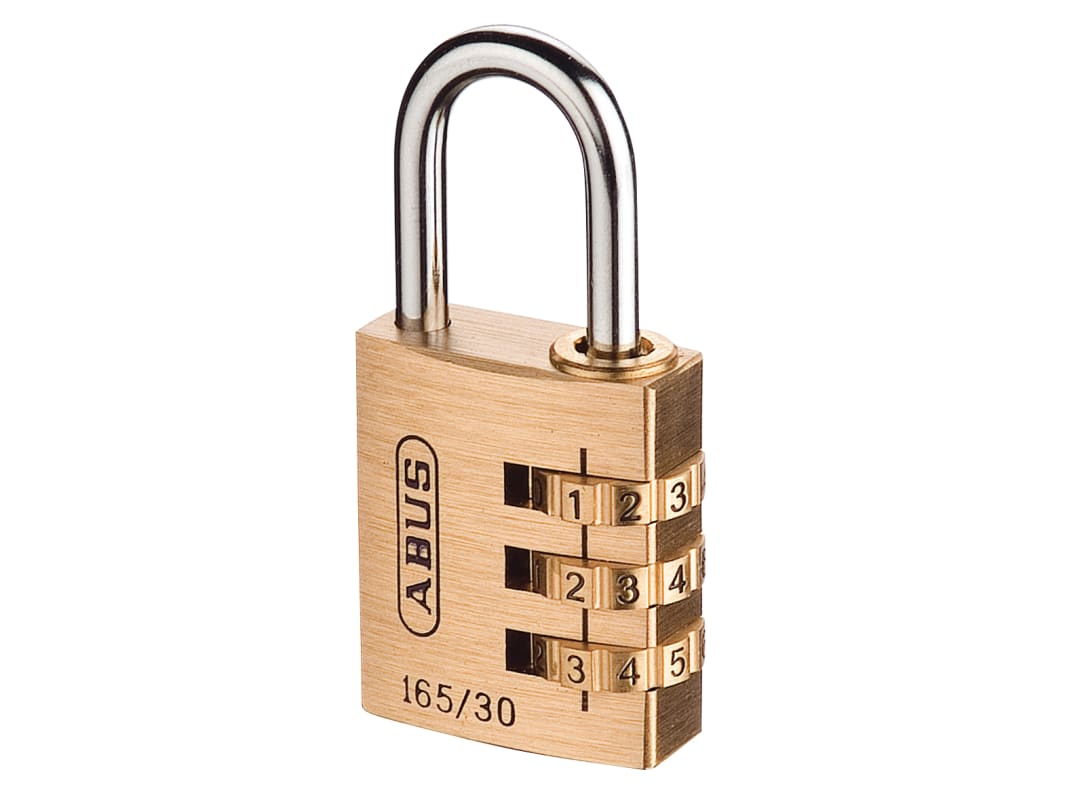 ABUS Mechanical 165/30 30mm Solid Brass Body Combination Padlock (3-Digit) Carded 10032162-01
