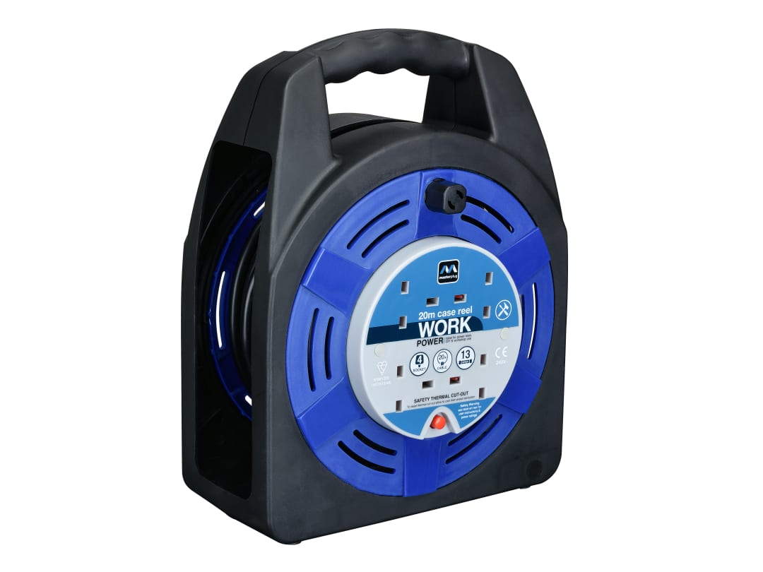 Masterplug Case Reel 240V 13A 4-Socket Thermal Cut-Out 20m HBT2013/4BL-MP