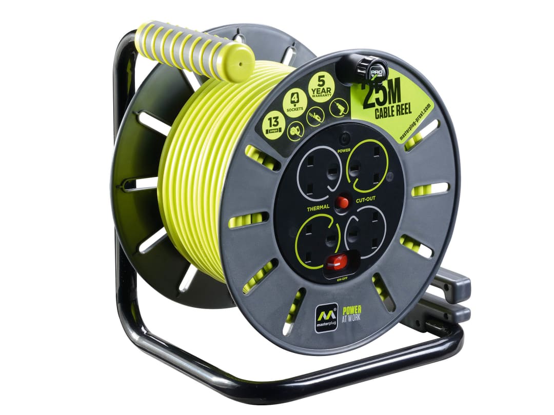 Masterplug PRO-XT Open Cable Reel 240V 13A 4-Socket 50m OLU50134SL-PX