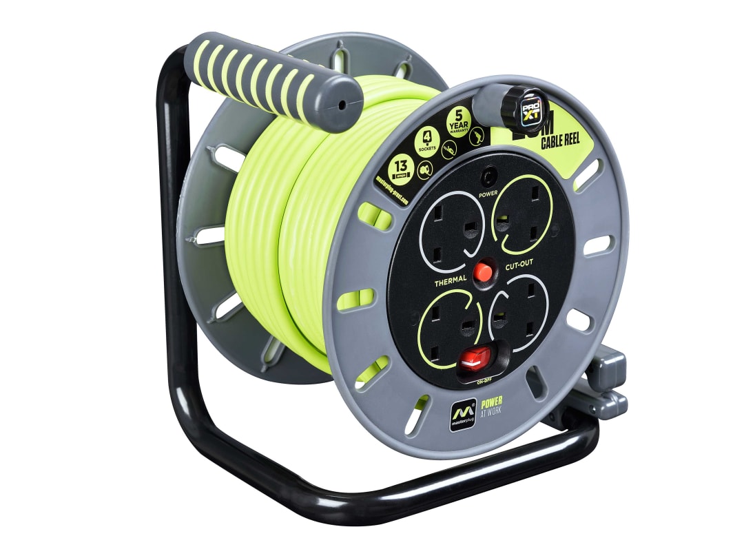 Masterplug PRO-XT Open Cable Reel 240V 13A 4-Socket 25m OMU25134SL-PX