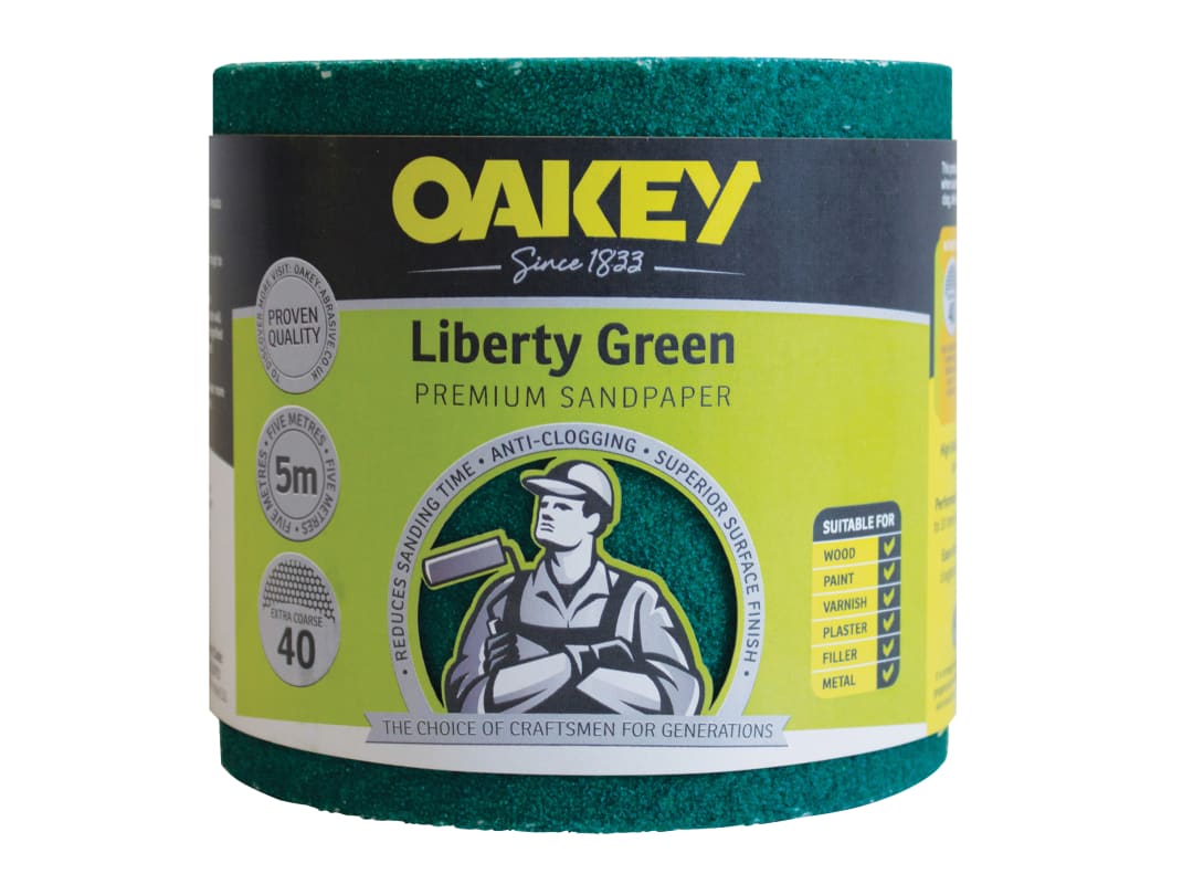 Oakey Liberty Green Sanding Roll 115mm x 5m Extra Coarse 40G 66261116693