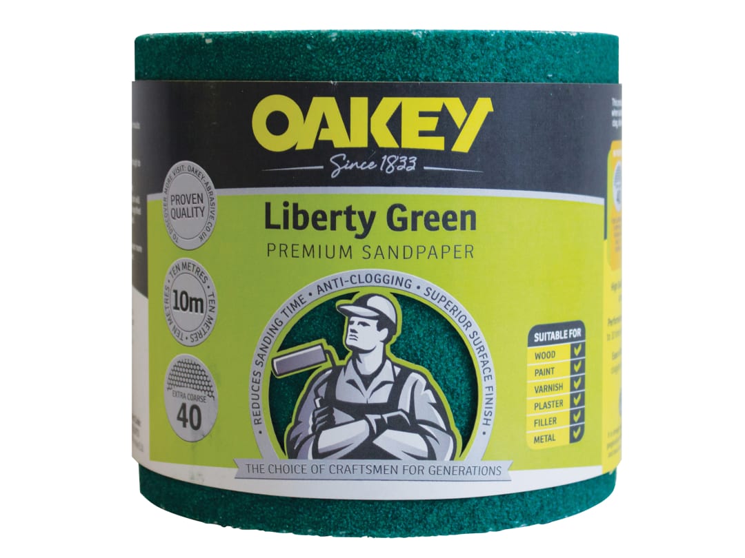 Oakey Liberty Green Sanding Roll 115mm x 10m Extra Coarse 40G 66261116753