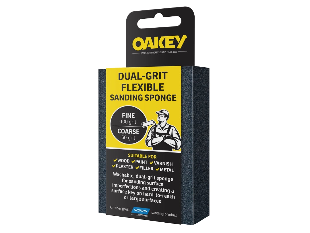 Oakey Dual-Grit Flexible Sanding Sponge Fine/Coarse 63642558593