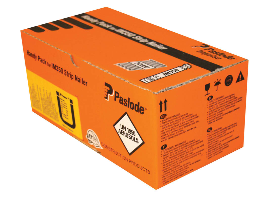 Paslode 2.8 x 63mm 350 Ring Nails Stainless Steel Finish Box of 1100 + 1 Fuel Cell 141261
