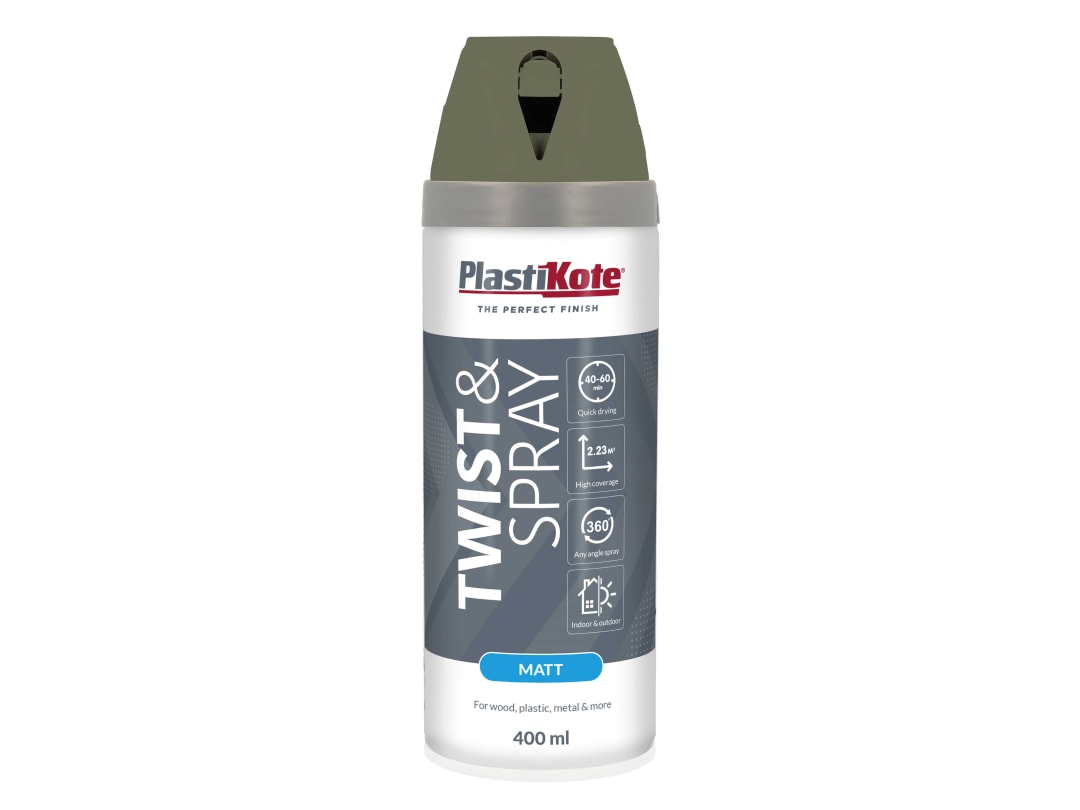PlastiKote Twist & Spray Matt Olive Green 400ml 023121