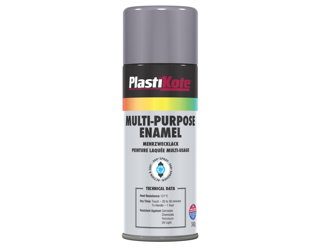 PlastiKote Multi Purpose Enamel Spray Paint Gloss Grey 400ml 440.0060105.076