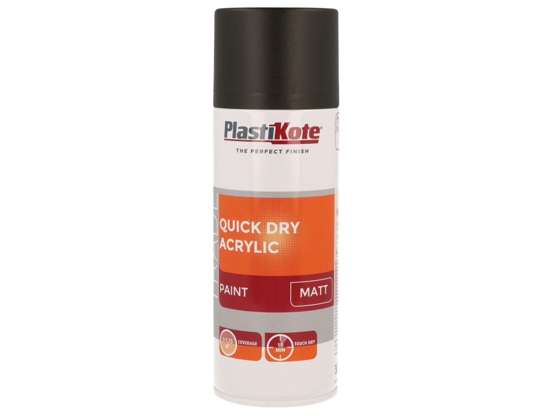 PlastiKote Trade Quick Dry Acrylic Spray Paint Matt Black 400ml 071008