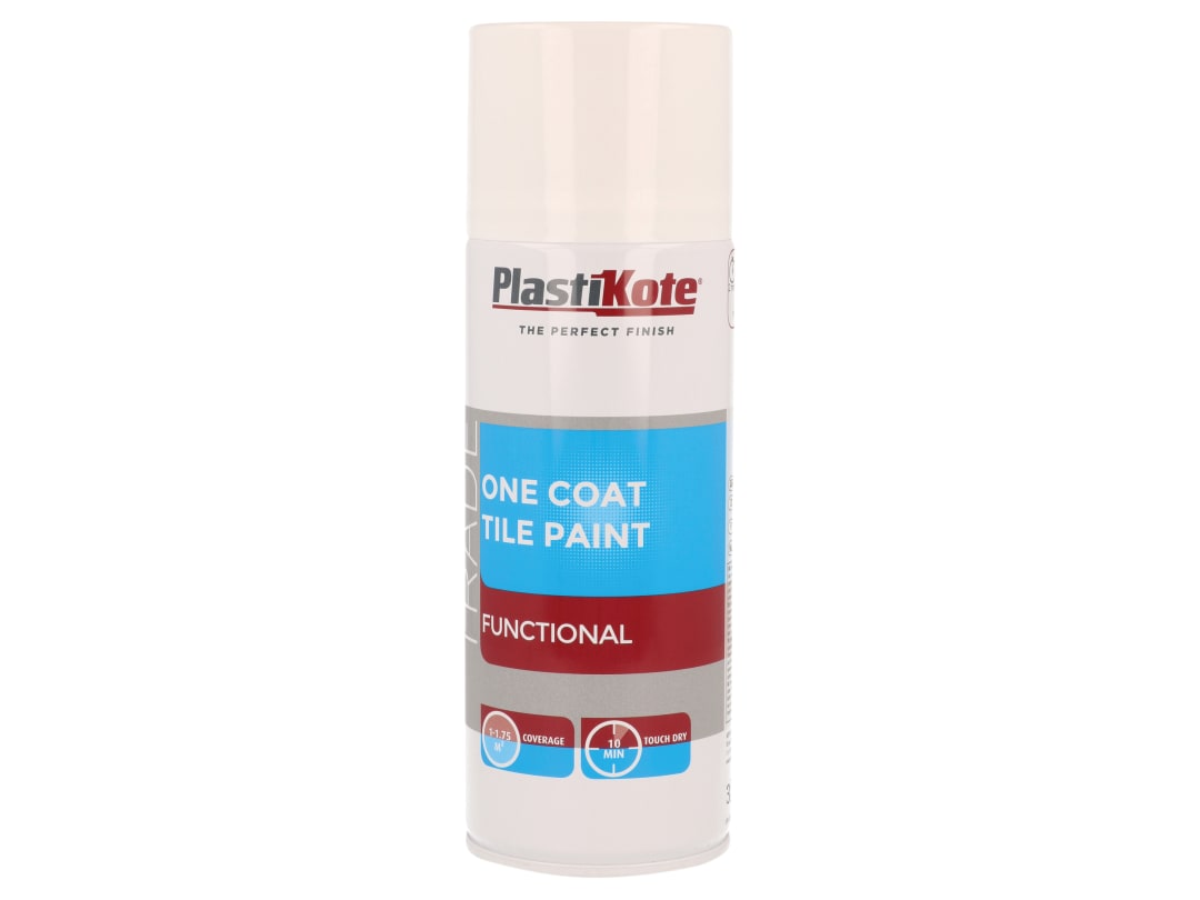 PlastiKote Trade One Coat Spray Tile Paint Gloss White 400ml 071026