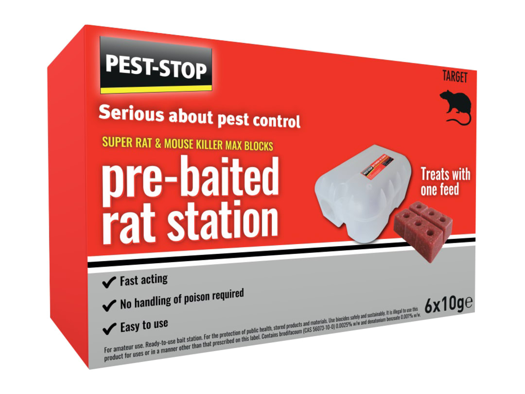 Pest-Stop (Pelsis Group) Super Rat & Mouse Killer Wax Block Pre-Baited Station PSPBRS