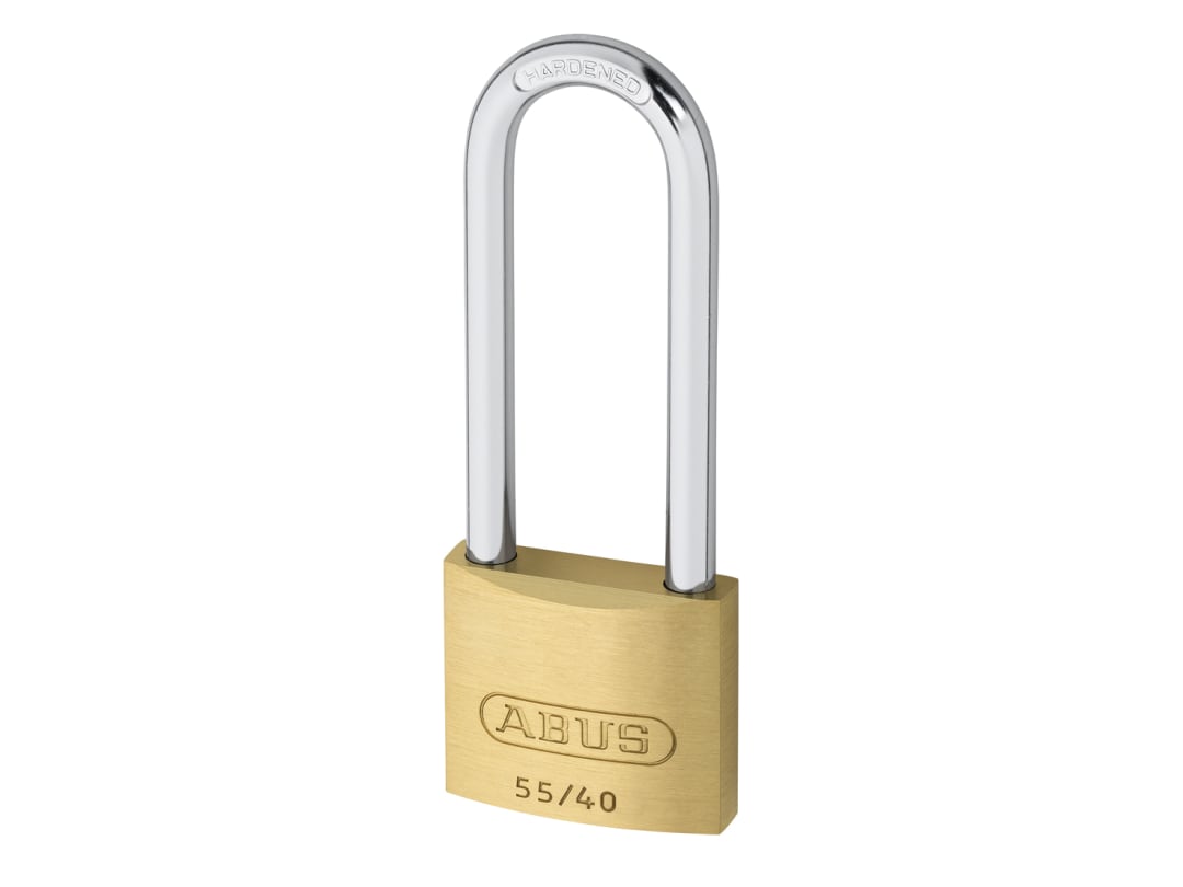 ABUS Mechanical 55/40mm Brass Padlock 63mm Long Shackle Carded 10035080-01