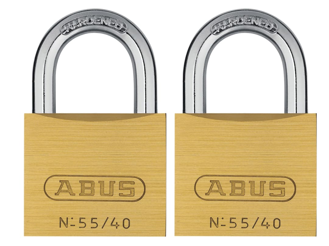ABUS Mechanical 55/40mm Brass Padlocks Twin Pack 10032125-01