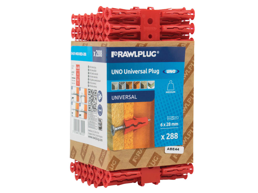 Rawlplug Red UNO® Plugs 6 x 28mm (Pack 288) R-U1-MIX-RED-288
