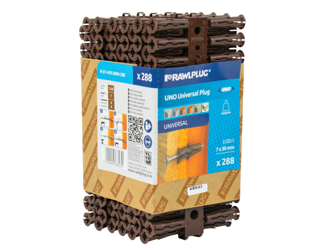 Rawlplug Brown UNO® Plugs 7 x 30mm (Pack 288) R-U1-MIX-BRN-288