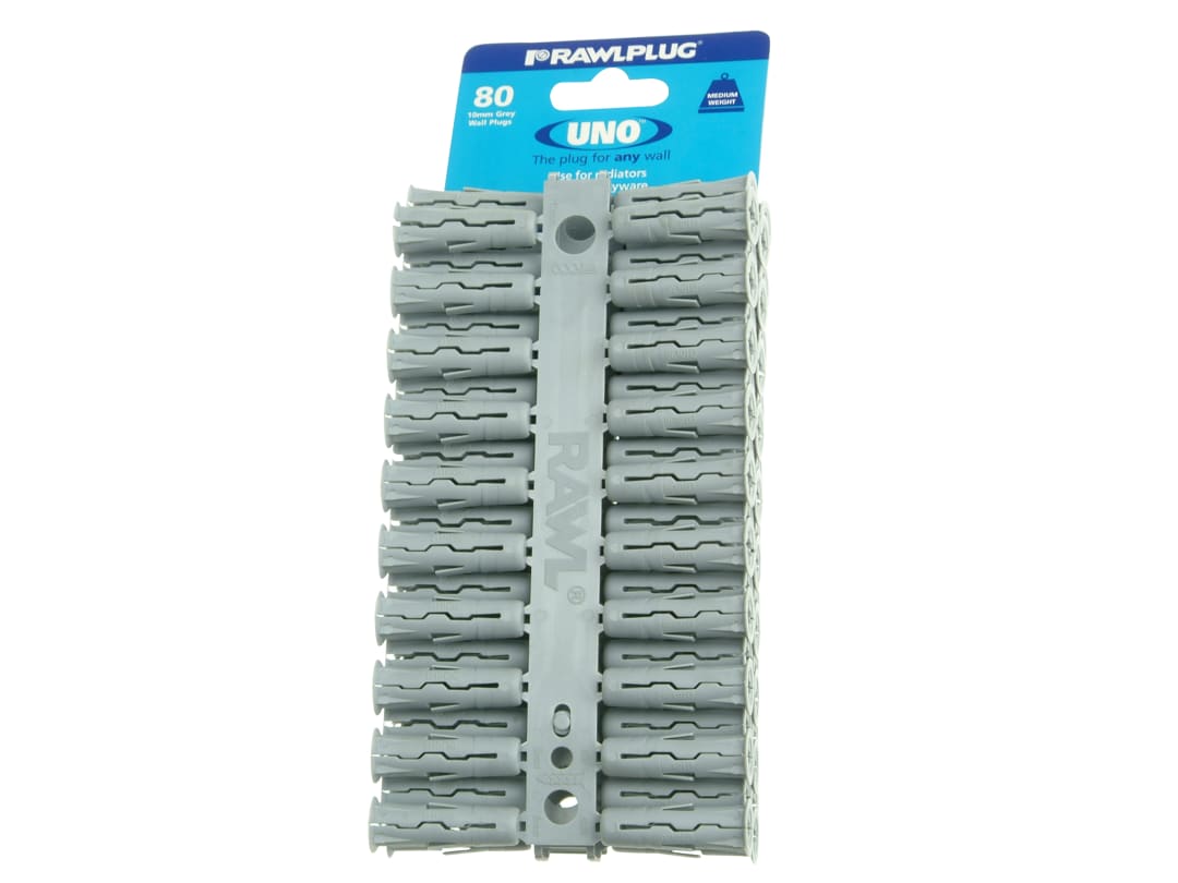 Rawlplug Grey UNO® Plugs 10 x 36mm (Card 80) R-U1-GRY-80-C