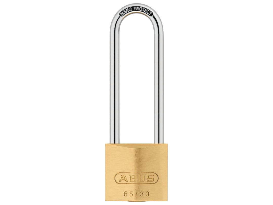 ABUS Mechanical 65/30mm Brass Padlock 60mm Long Shackle Carded 10035120-01