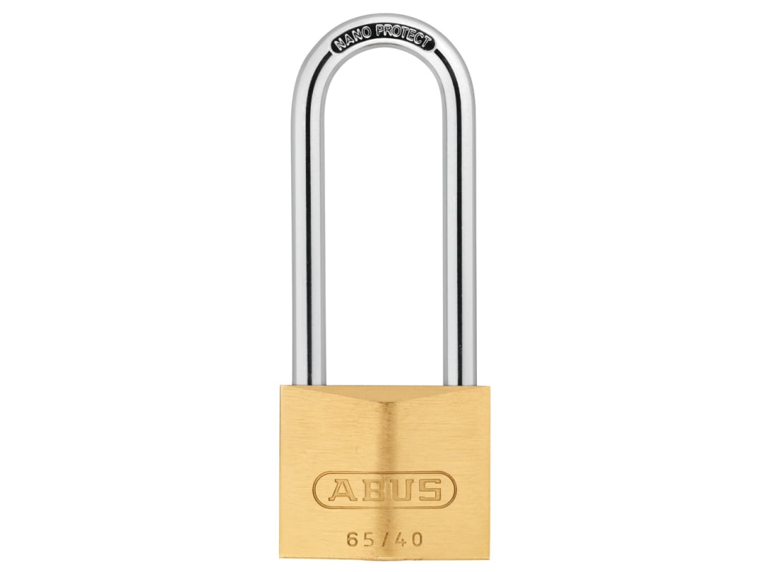 ABUS Mechanical 65/40mm Brass Padlock 63mm Long Shackle Carded 10009857-01