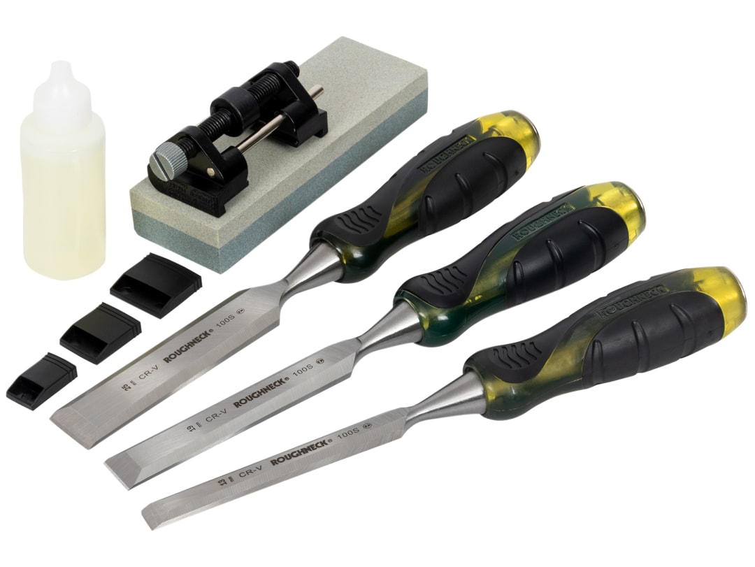 Roughneck Pro Series Bevel Edge Chisel & Sharpening Kit, 6 Piece 30-165