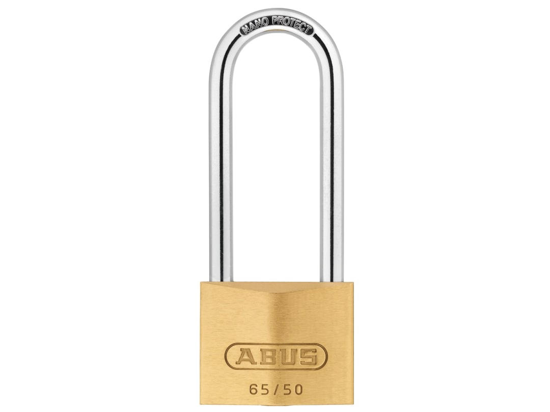 ABUS Mechanical 65/50mm Brass Padlock 80mm Long Shackle Carded 10009858-01