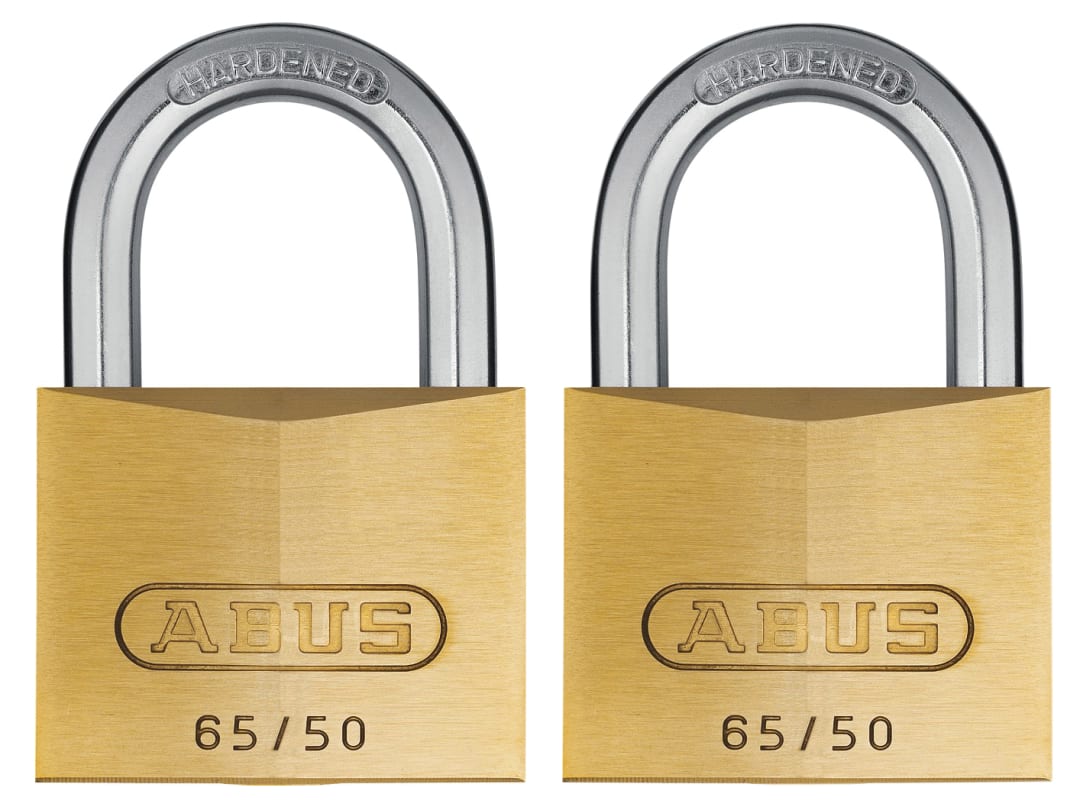 ABUS Mechanical 65/50mm Brass Padlock Twin Pack Carded 10054258-01
