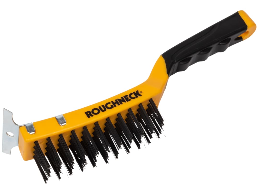 Roughneck Carbon Steel Wire Brush Soft Grip with Scraper 300mm (12in) - 4 Row 52-042