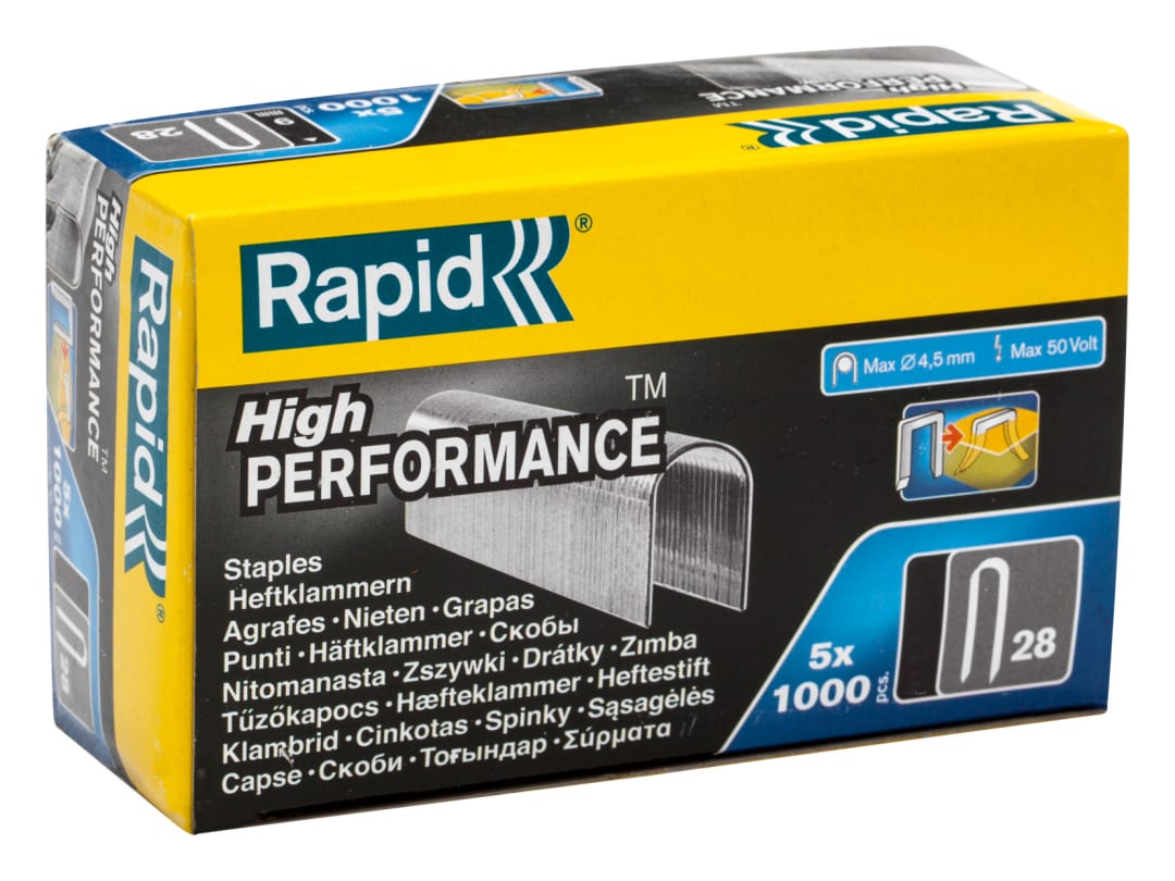Rapid 28/10 10mm DP x 5m Galvanised Staples (Box 1000 x 5) 11893510