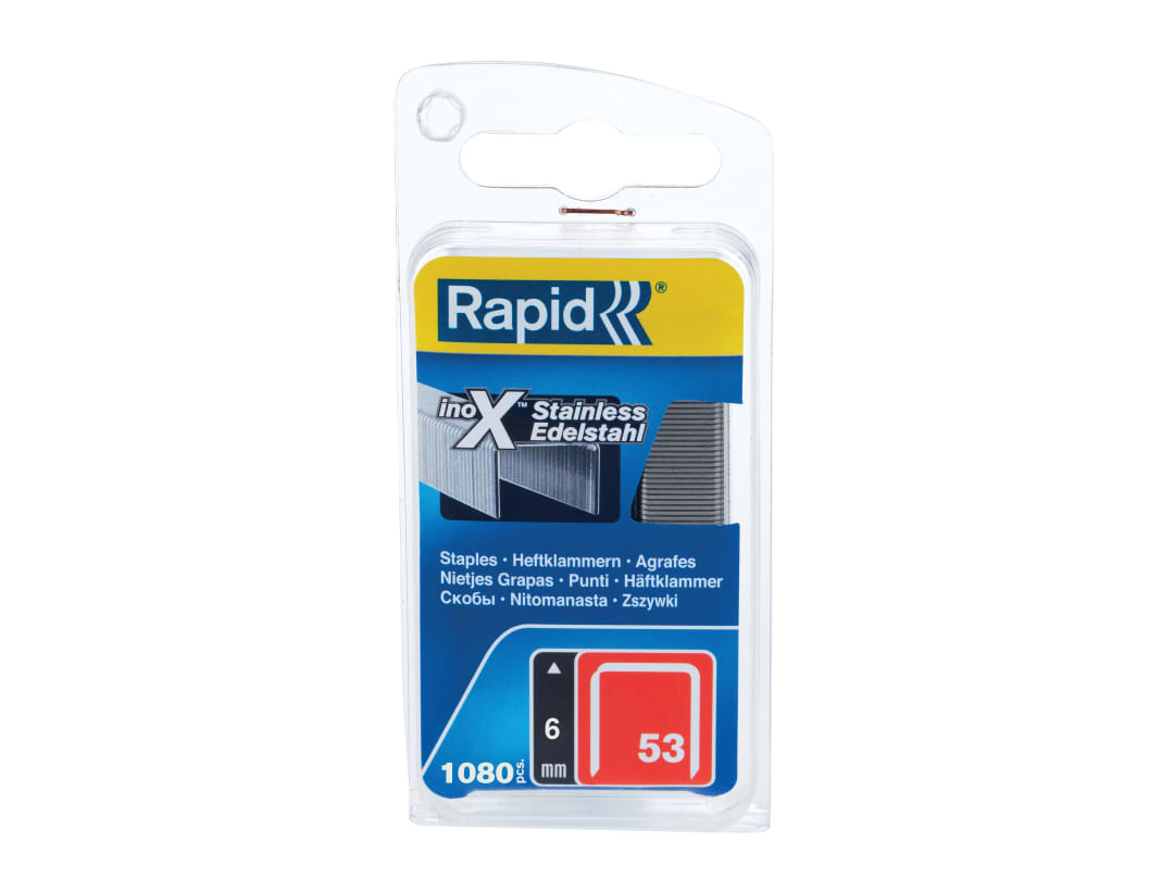 Rapid 53/6B 6mm Stainless Steel Fine Wire Staples (Box 1080) 40109509