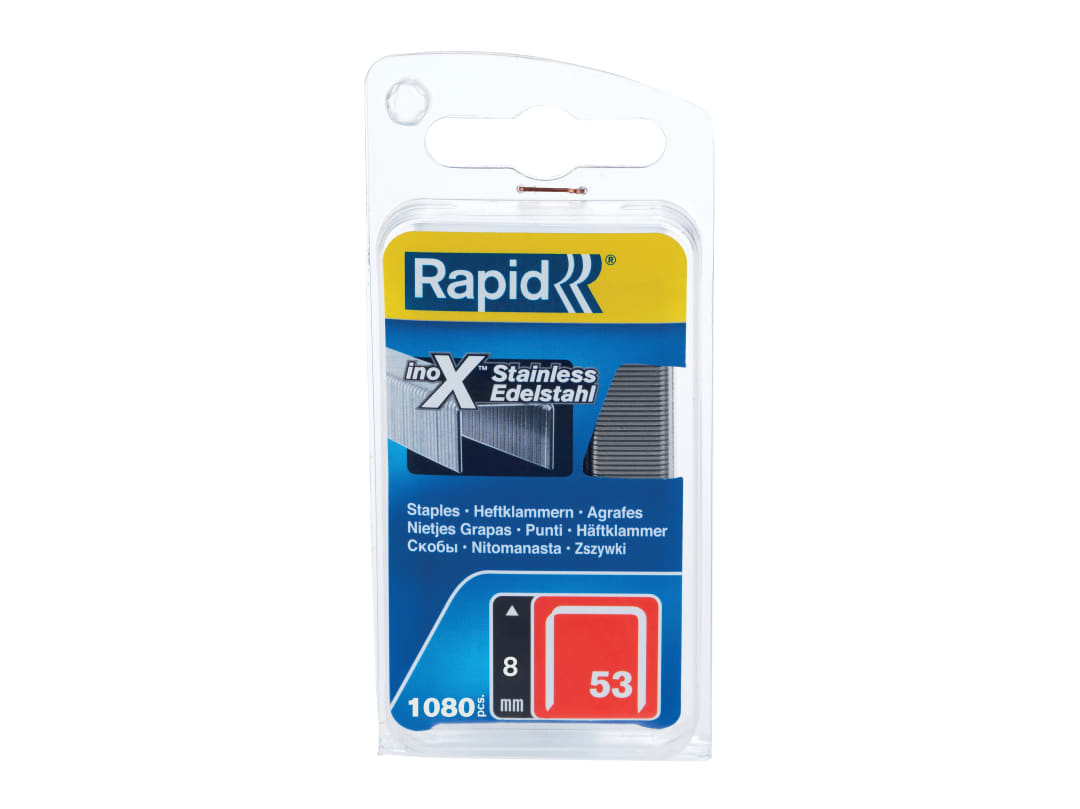Rapid 53/8B 8mm Stainless Steel Fine Wire Staples (Box 1080) 40109510