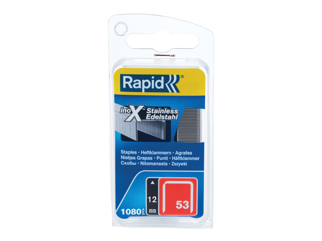 Rapid 53/12B 12mm Stainless Steel Fine Wire Staples (Box 1080) 40109512
