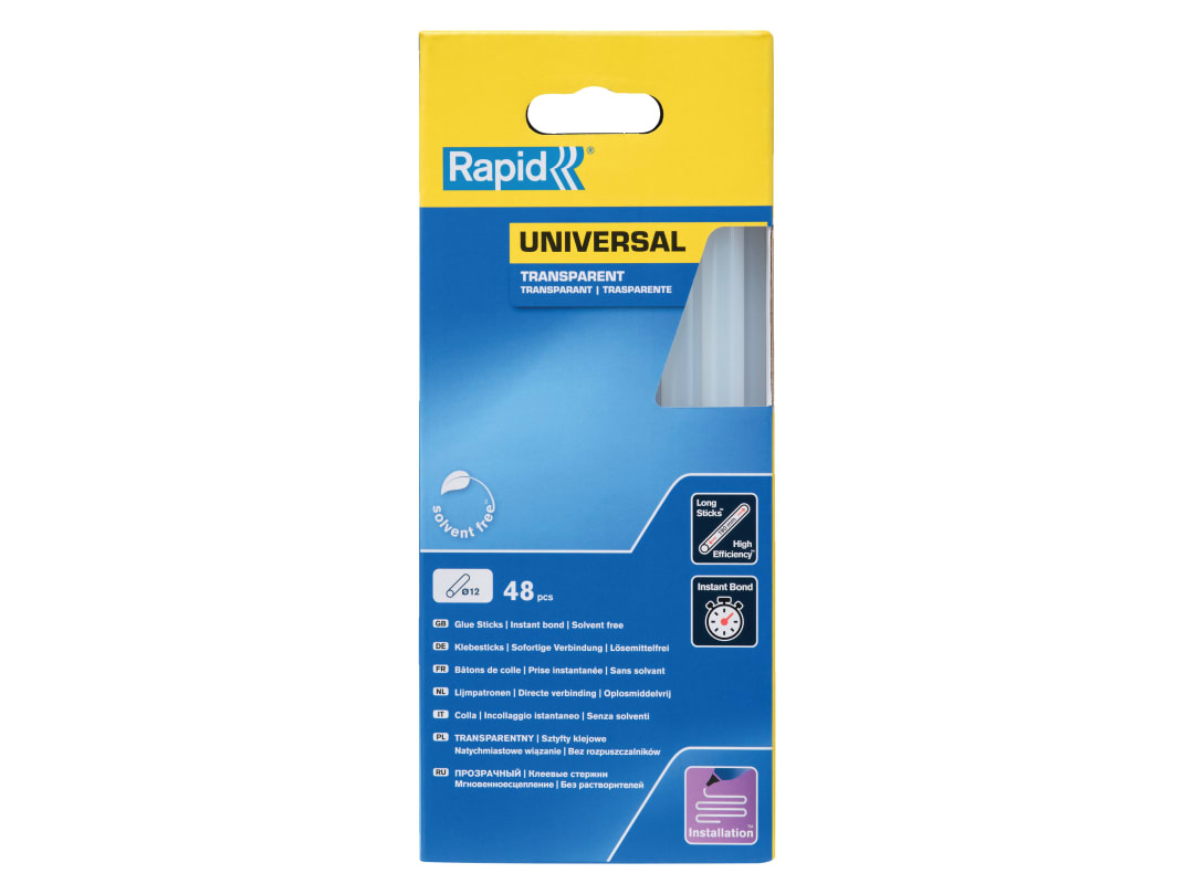 Rapid Universal Glue Sticks, Transparent 12 x 190mm (Pack 48) 5001411