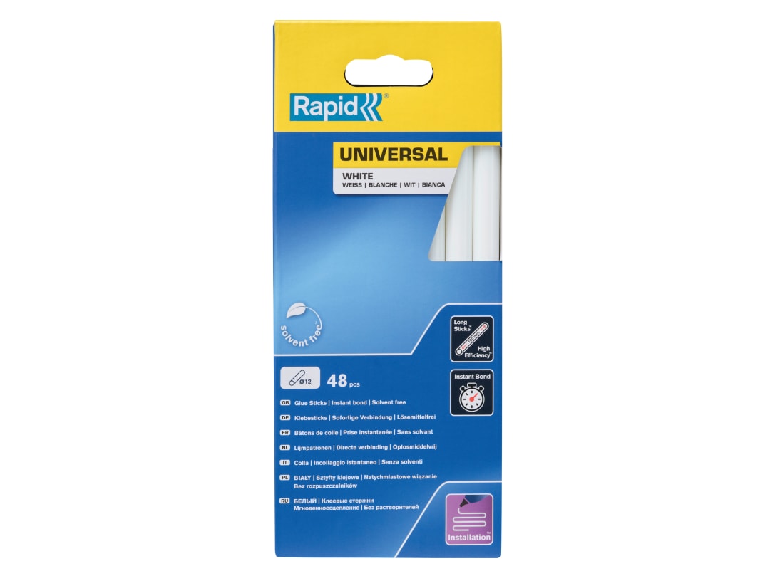 Rapid Universal Glue Sticks, White 12 x 190mm (Pack 48) 5001412