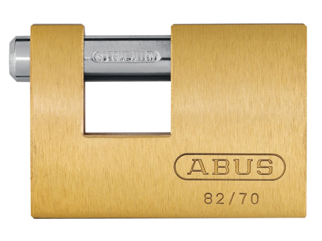 ABUS Mechanical 82/70mm Monoblock Brass Shutter Padlock Carded 10035327-01