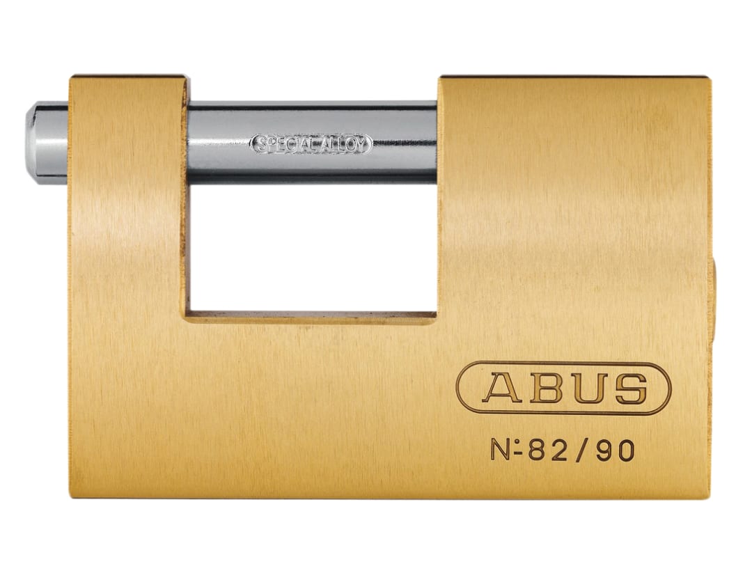 ABUS Mechanical 82/90mm Monoblock Brass Shutter Padlock Carded 10032442-01