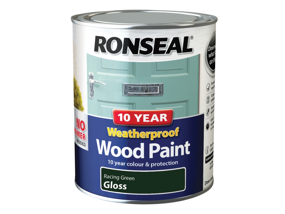 Ronseal 10 Year Weatherproof Wood Paint Racing Green Gloss 750ml 38778