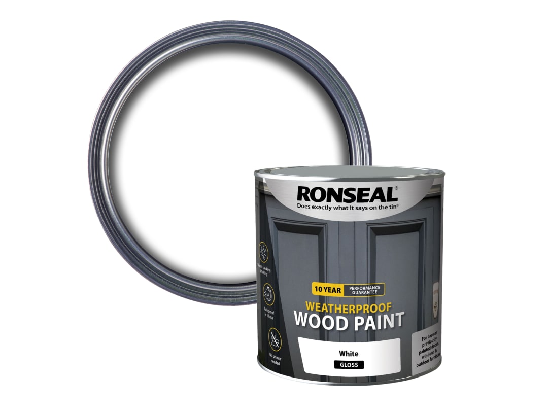 Ronseal 10 Year Weatherproof Wood Paint White Gloss 2.5 litre 38782