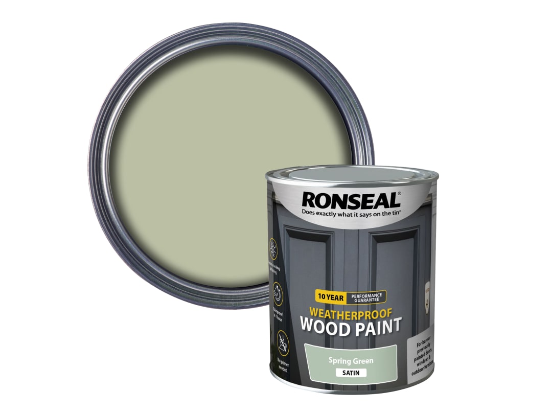 Ronseal 10 Year Weatherproof Wood Paint Spring Green Satin 750ml 38790