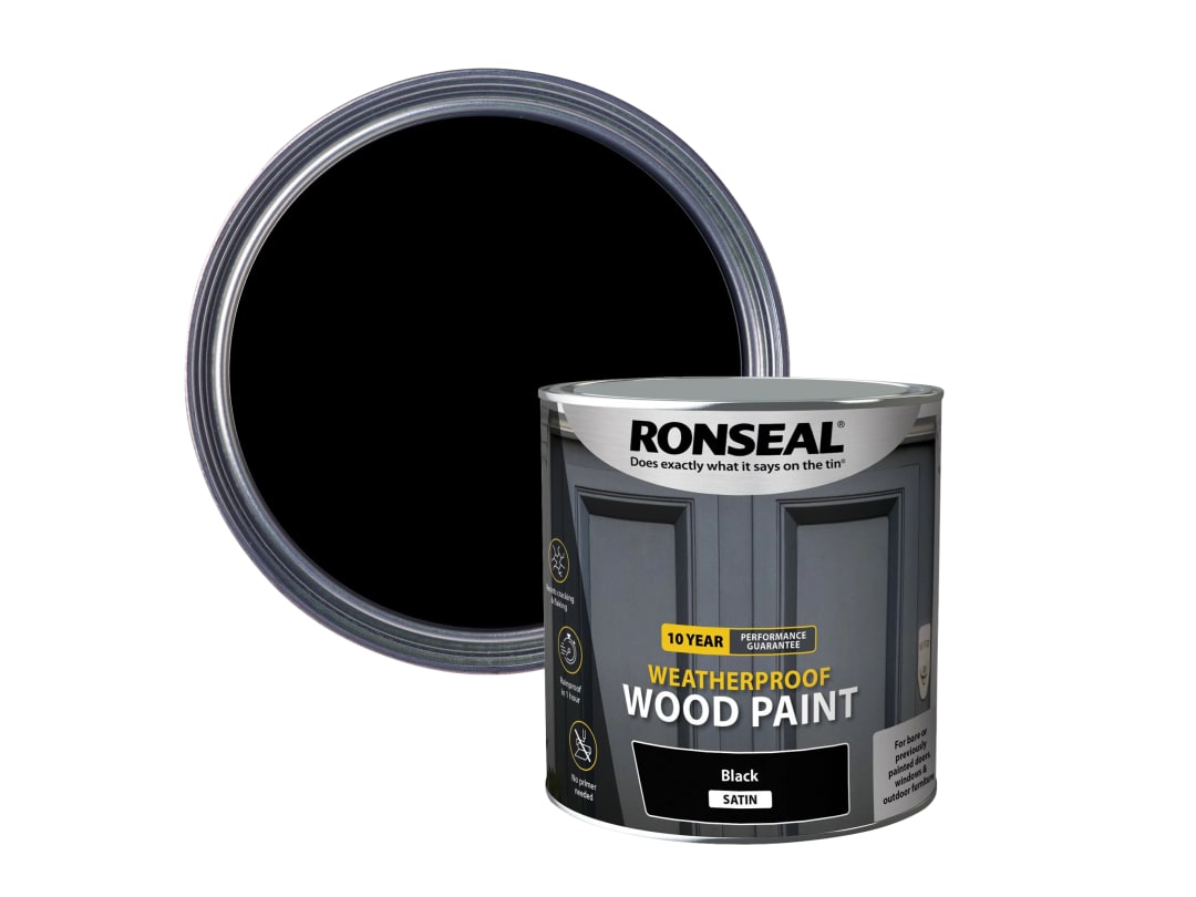Ronseal 10 Year Weatherproof Wood Paint Black Satin 2.5 litre 38794