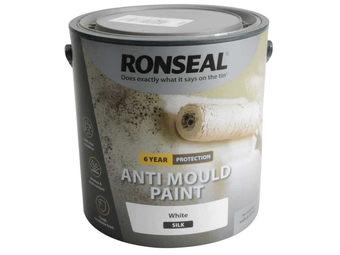 Ronseal 6 Year Anti Mould Paint White Silk 2.5 litre 36626