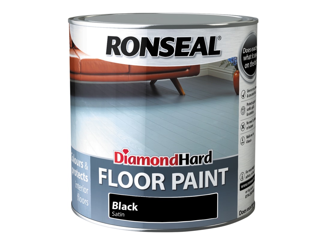 Ronseal Diamond Hard Floor Paint Satin Black 2.5 litre 36628