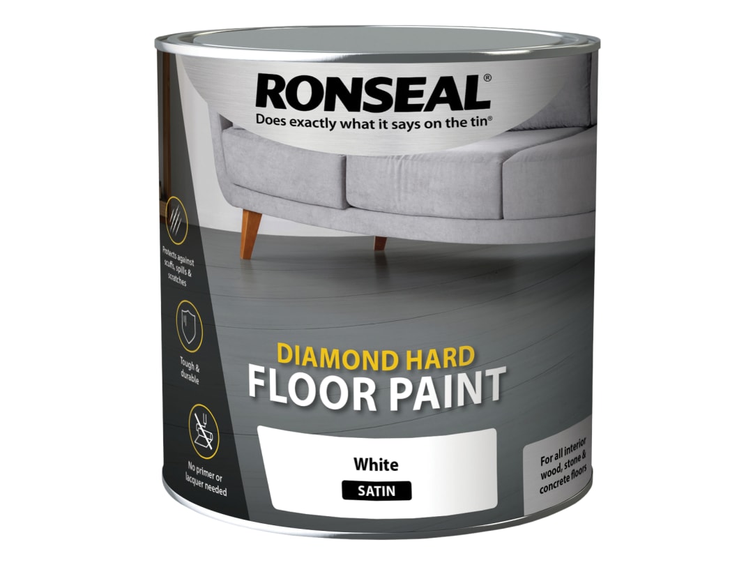 Ronseal Diamond Hard Floor Paint Satin White 2.5 litre 35753