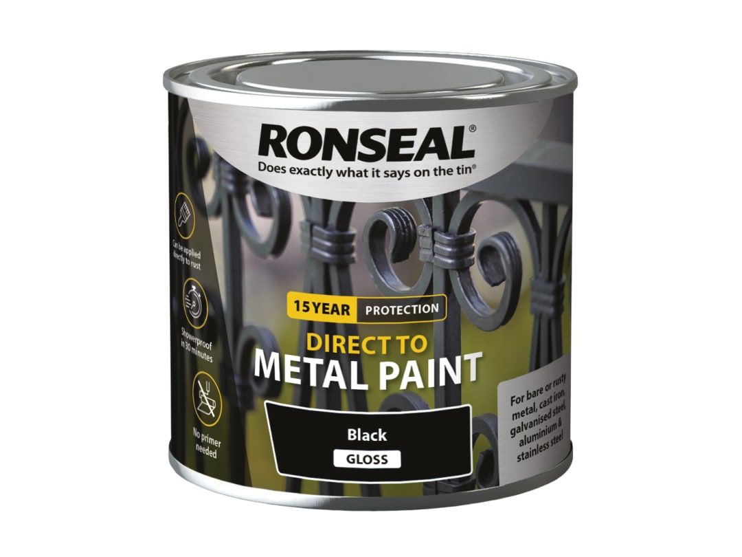 Ronseal Direct to Metal Paint Black Gloss 250ml 39179