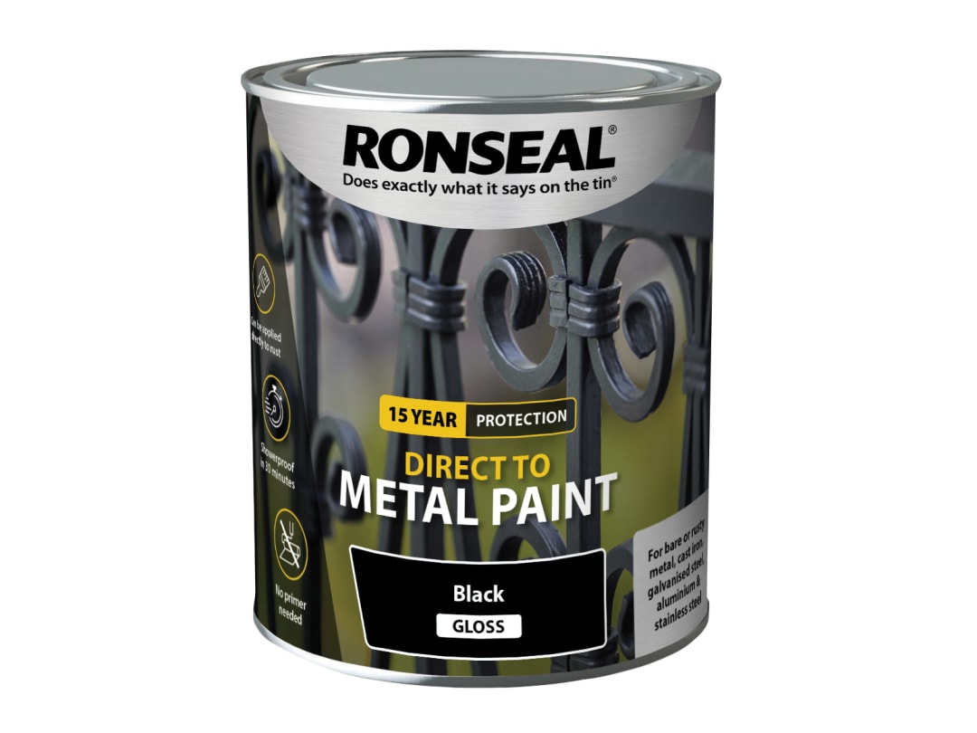 Ronseal Direct to Metal Paint Black Gloss 750ml 39195