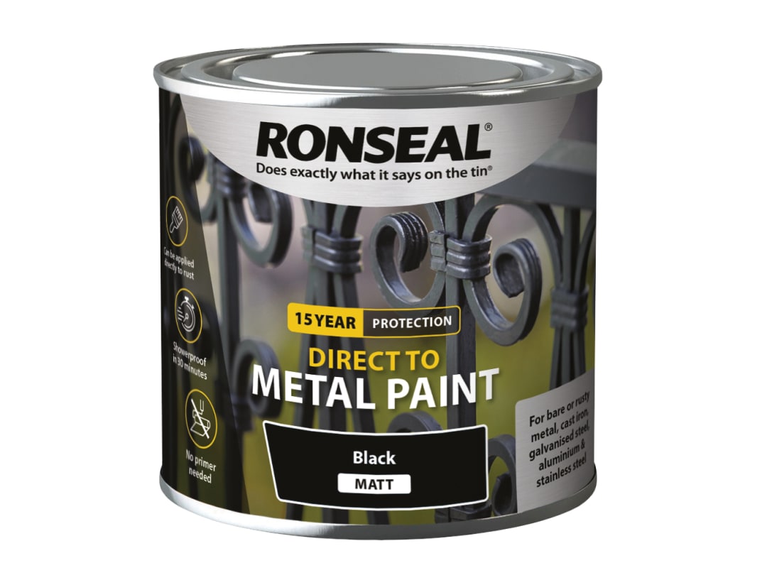 Ronseal Direct to Metal Paint Black Matt 250ml 39181