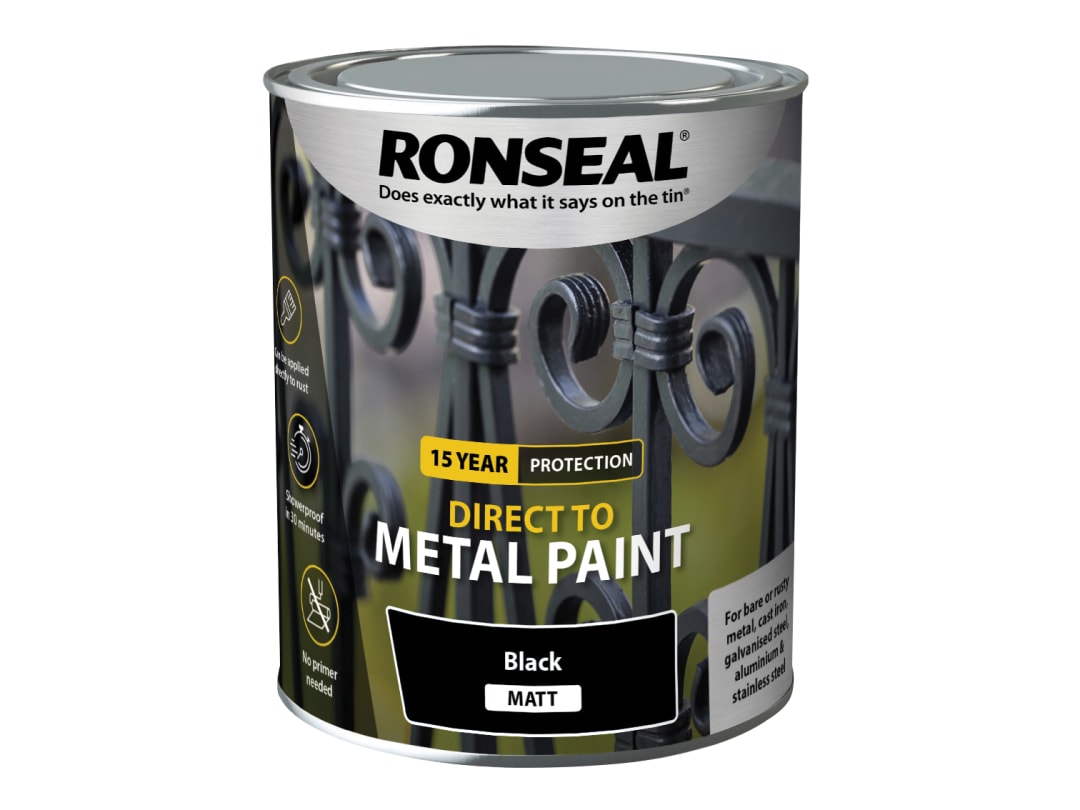 Ronseal Direct to Metal Paint Black Matt 750ml 39197