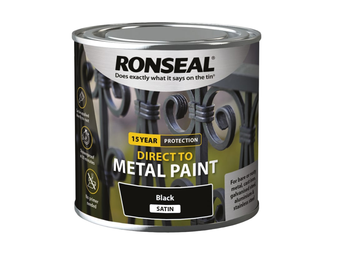Ronseal Direct to Metal Paint Black Satin 250ml 39180